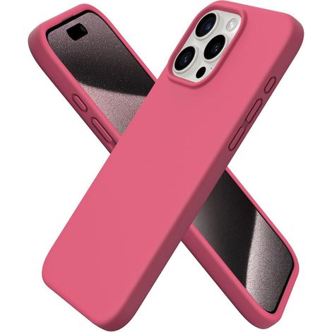 Coque en silicone liquide pour iPhone 15 Pro Max 6,7 pouces, protection intégrale, anti-rayures, compatible MagSafe, rose pêche (1/5)