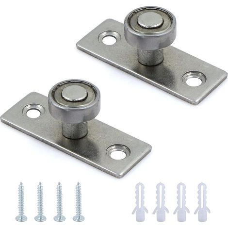 Set mit 2 Metall-Schiebetürbeschlägen für Schiebetüren – Schiebetürsystem – Fenster- und Türfinder – Wandhalterung für die untere Tür – A (1/5)