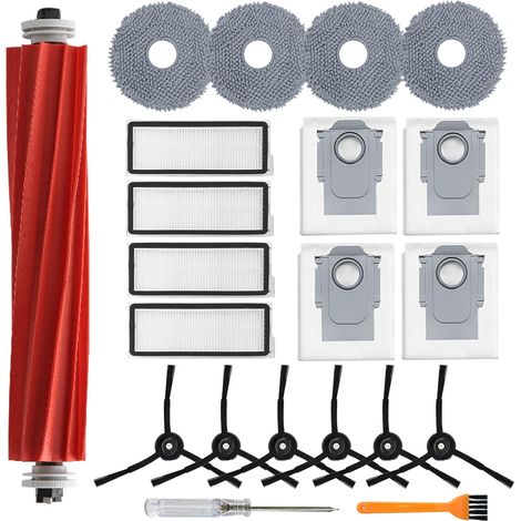 Zubehör Ersatzteil für Roborock Qrevo S/Qrevo Pro/Qrevo MaxV Staubsauger, Zubehörset mit 1 Hauptbürste, 4 Hepa Filter, 4 Staubbeutel, 4 Wischpads, 6 Seitenbürsten, 1 Bürste, 1 Schraubendreher 21 Stück (1/5)