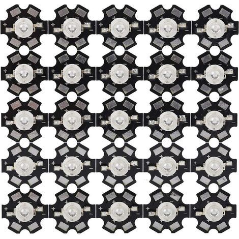25 pièces 3W LED puce ultraviolette lumière 395nm-400nm lampe UV haute puissance perles diode puces avec base en aluminium (1/5)