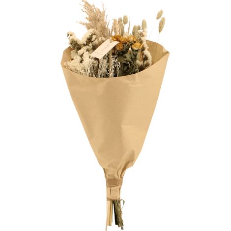 Bouquet de Fleurs Séchées Naturel Style Campagne avec Plumeaux Beige et Blanc Ø20cm H50cm - PANGIVO (1/4)