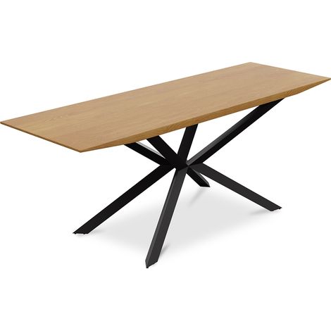 Rechteckiger Esstisch - Industriedesign Holz und Metall - Danr Natural wood