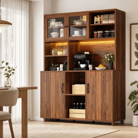Hoher Küchenschrank 140 x 40 x 185 cm mit LED HAVRYA (1/5)
