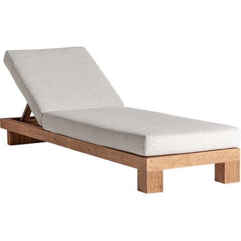 Bain de soleil en teck coussin crème - bois brun et crème (1/5)
