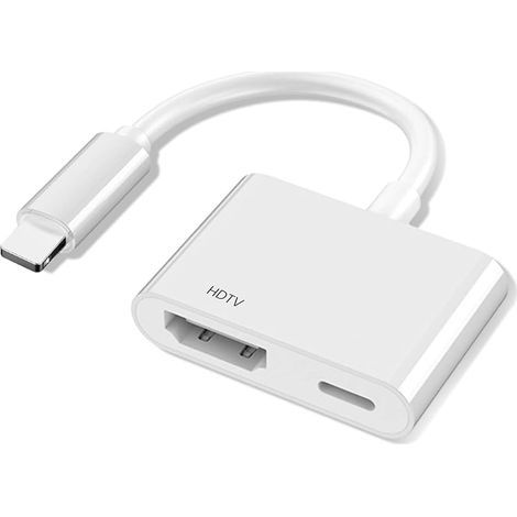 Adaptateur Phone HDMI 【MFI Zertifiziert】, Adaptateur L1ghtning HDMI pour Phone, 1080P L1ghtning HD-MI AV Numérique Adapter HDTV pour TV Compatible avec Phone 14/13/SE/12/11/XS/XR/X/8/7 (1/5)