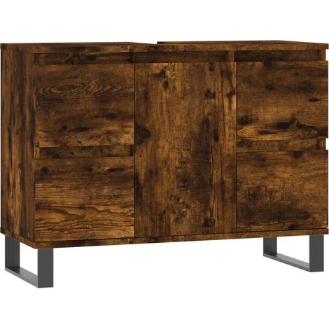 Armoire salle de bain,Meuble de Rangement Toilette chêne fumé 80x33x60cm bois d'ingénierie -48481 (1/5)