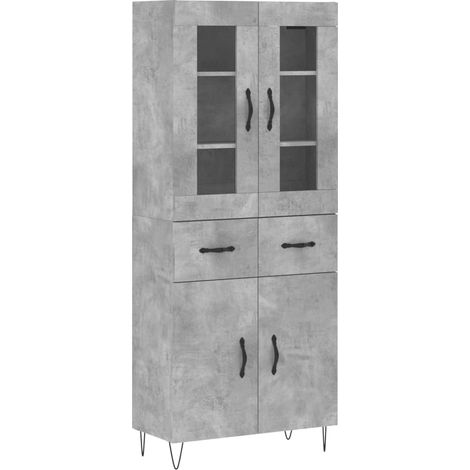 Maison Exclusive - Buffet haut Gris béton 69,5x34x180 cm Bois d'ingénierie (1/5)
