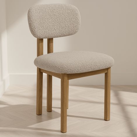 Chaise de salle à manger Japandi Miyo Bouclé Couleur Sable -