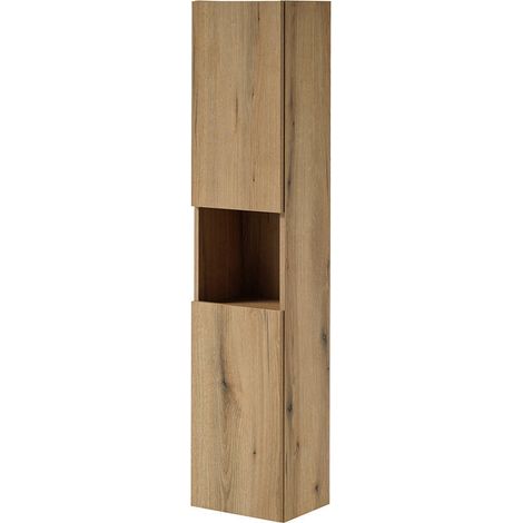 Mobile a Colonna Pensile da Bagno NEWPORT 140x30x25 cm - Effetto Rovere Coast Evoke [en.casa]