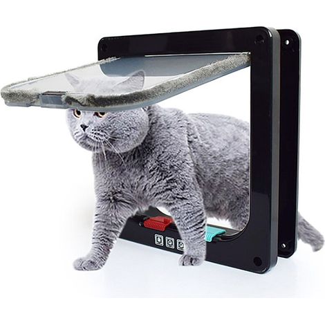 Fournitures pour animaux de compagnie Porte pour chat Trou pour chat Le trou de porte pour chien peut contrôler la direction d'entrée et de sortie du chenil pour chat, noir L (1/5)