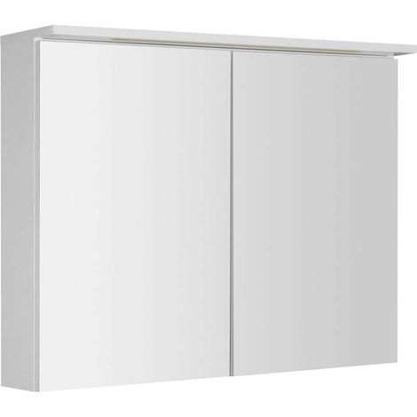 Aqualine KAWA - Armadietto a specchio con illuminazione a LED 90x70x22 cm, 2 ante, bianco WGL90S (1/2)