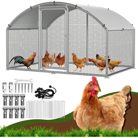 Jiubiaz Hühnerstall Hühnerhaus 3x2x2m Bogenaufsatz Kleintierstall Freilaufgehege Kleintiergehege Voliere Freigehege Hühnerkäfig Geflügelstall Verzinkter Stahl (1/5)