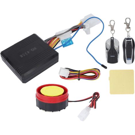 Kit de sistema de alarma antirrobo para motocicleta de 12 V con control remoto unidireccional y dispositivo de seguridad universal e impermeable. (1/5)