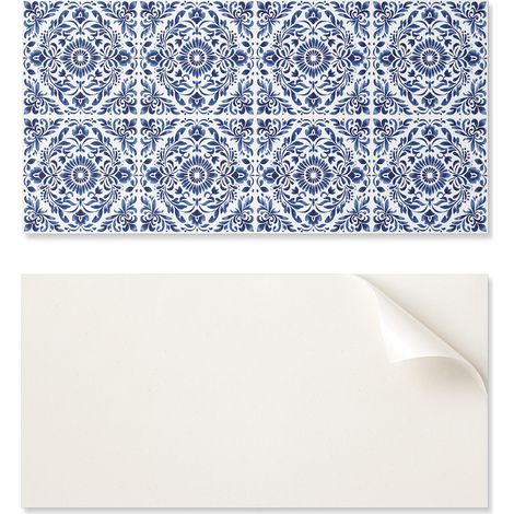 Azulejos de vinilo autoadhesivos para ba帽o con estampado floral y adornos, 10x40x20 cm.