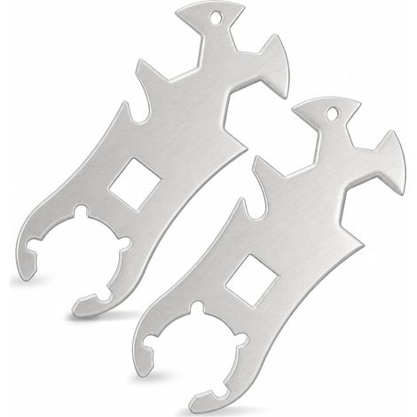 2PCS Clé Bouteille de Gaz en Acier Inoxydable, Clé Multifonction pour Bouteille de Gaz, 3 Ouvertures 13/17/19 mm avec Décapsuleur, Accessoire Compact pour Camping, Barbecue et Caravane (1/5)