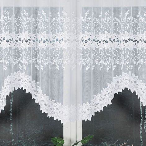 Bastia - Rideau jacquard prêt à poser avec fente en bas - 300 x 120 cm - blanc (1/5)