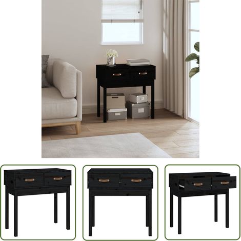 Furniture Limited - Table console Noir 76,5x40x75 cm Bois massif (1/5)