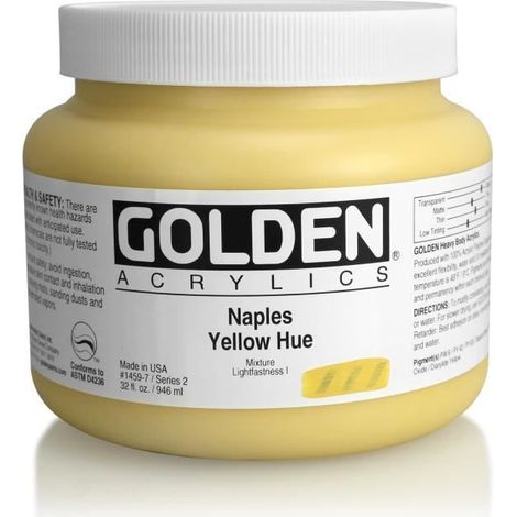 Peinture acrylique - GOLDEN - Jaune Naples S2 - 946 ml - Mixte - Expédié de France
