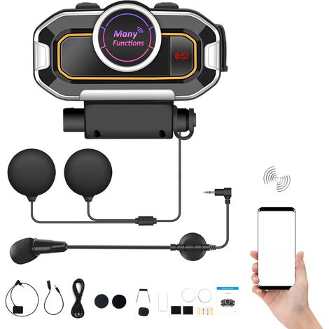 Haut-parleurs de casque de moto Casque casque de moto Casque de à Utilisation Casque de avec haut-parleurs hi-fi Réponse automatique, système de qualité sonor (1/5)