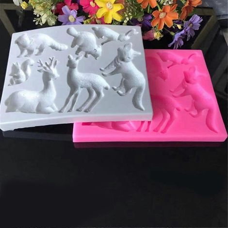 Moule exquis animaux de la forêt (cerf, lapin) pour la décoration de gâteaux, chocolats et savons. (1/4)