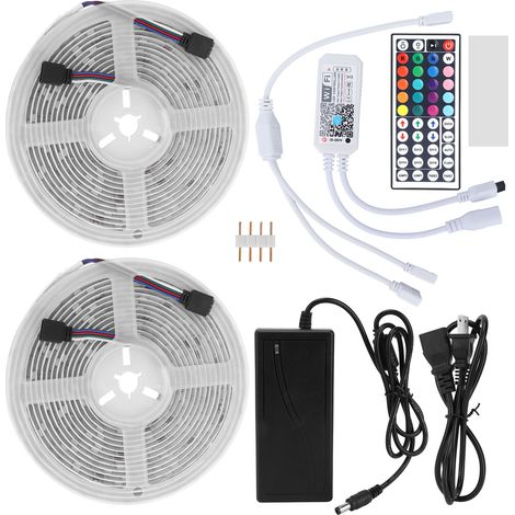Bande lumineuse WiFi IP65 300LED RGB 12V US 100-240V, ruban LED extérieur étanche, lampe décorative changeante de couleur, 300 LED, gradable, pour décoration extérieure