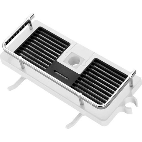 Estante organizador para ducha de baño con puerta para jabón, ganchos y soporte autoadhesivo antioxidante toallas pared, color blanco, 23-25 mm (1/5)