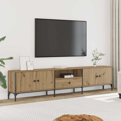 Vidaxl – Meuble TV à tiroir chêne artisanal 200x25x44 cm – Bois d'ingénierie résistant à l'humidité – Grand espace de rangement – Pieds réglables
