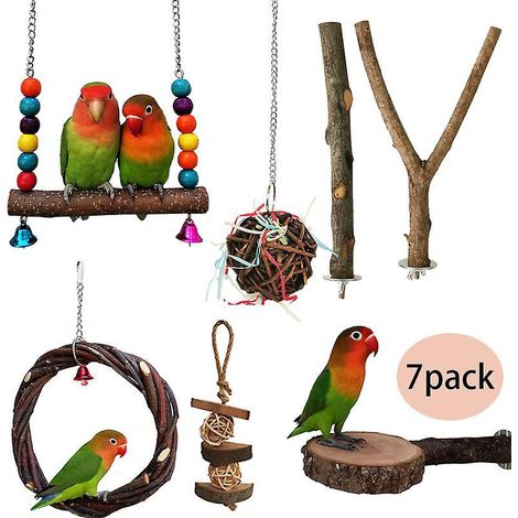 jouets Pour Oiseaux Pour Perroquets7 Jouets Mcher Pour Cage Oiseaux - Jouet Suspendre Pour Perroquet Pour Les Petites Perruches, Calopsittes, C (1/4)