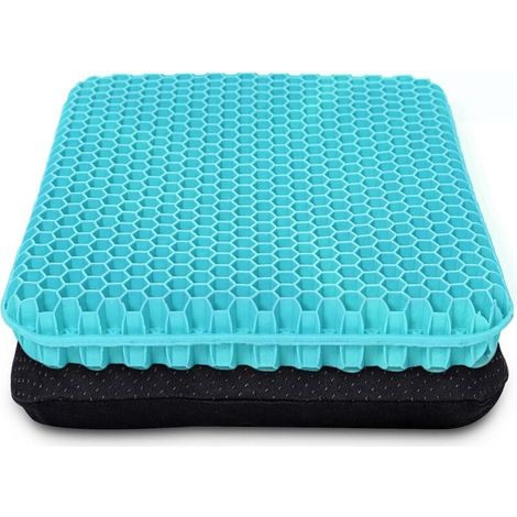(Vert lait)Coussin de siège en gel épais avec revêtement antidérapant - Respirant - Motif nid d'abeille - Absorbe les points de pression pour voiture, chaise de bureau, fauteuil roulant (1/5)