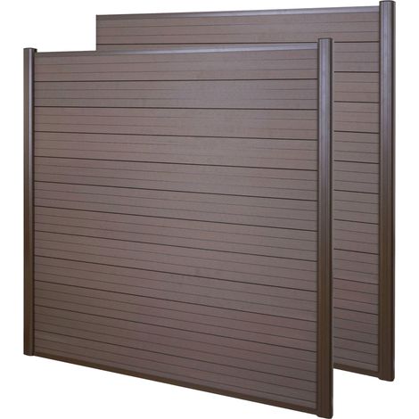 WPC-Sichtschutz Savoie, Windschutz Zaun, Alu Premium 2er Set, 3,75m braun