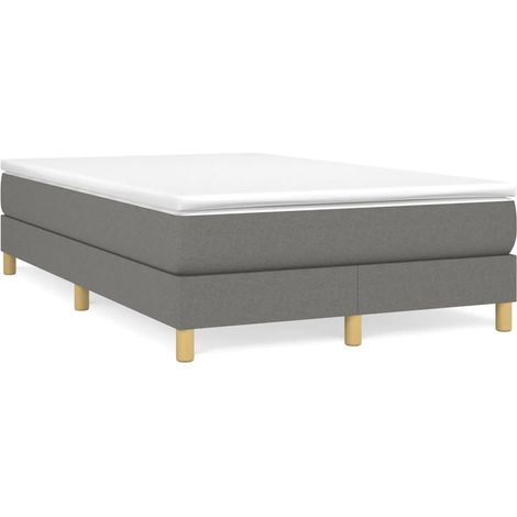 Cama box spring con colchón tela gris oscuro 120x190 cm