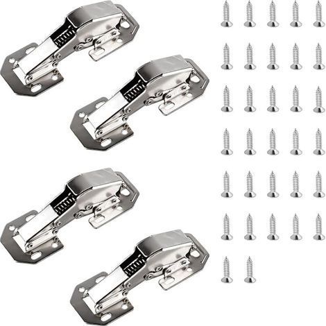 4 x cabinet hinges - 113 × 43 mm (5 inch) - heavy-duty cabinet door soft close screw-in hinge with spring 90° cabinet furniture hinge - with 32 screws with cushioning (1/5)