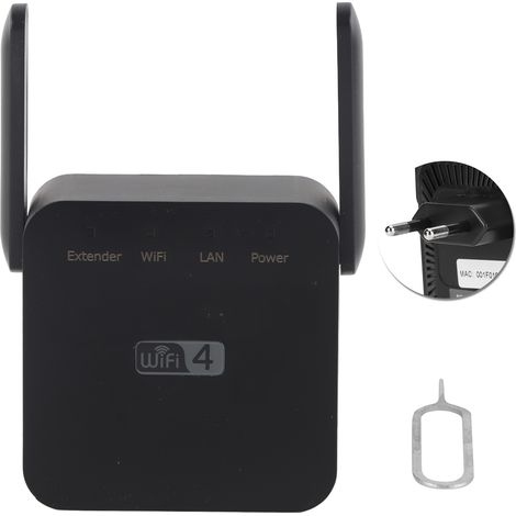 Amplificateur WiFi Mini Double Antennes 300Mbps Extenseur de Portée Noir 100‑240V Prise EU (1/5)