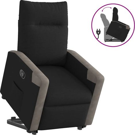 Relaxsessel mit Aufstehhilfe Schwarz Stoff
