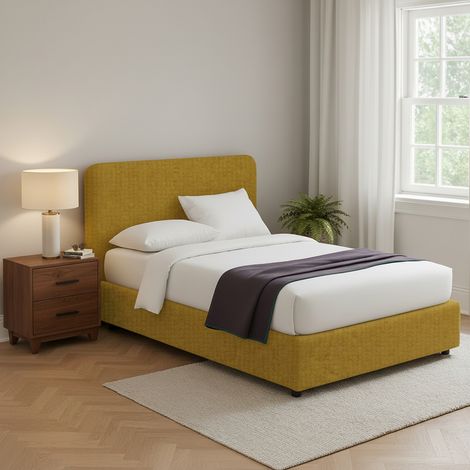 Letto Matrimoniale Bury, Sfoderabile, Contenitore Made in Italy, Giallo Ocra (1/5)