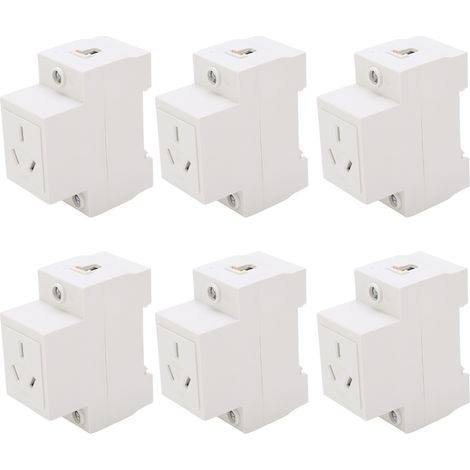 6Pcs Rail Modulaire Prise 3 Trous 250V 10A AC30-103 Prise Industrielle pour Appareils Électriques (1/5)