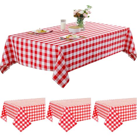 4 pièces Nappe jetable Vichy Rouge et Blanc Nappe à Carreaux 130 cm x 220 cm rectangulaire nappes pour fête Noël Mariage Pique-Nique Anniversaire décorations Halloween (1/5)