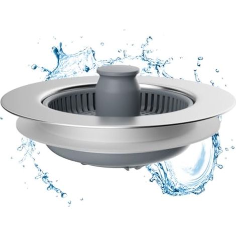 Lavello da Cucina con Colino e Tappo Combo - Universale 3 in 1, Guscio in Acciaio Inossidabile con Colino Antintasamento, Installazione Facile per Foro del Lavello da 70-86mm (2) (1/5)