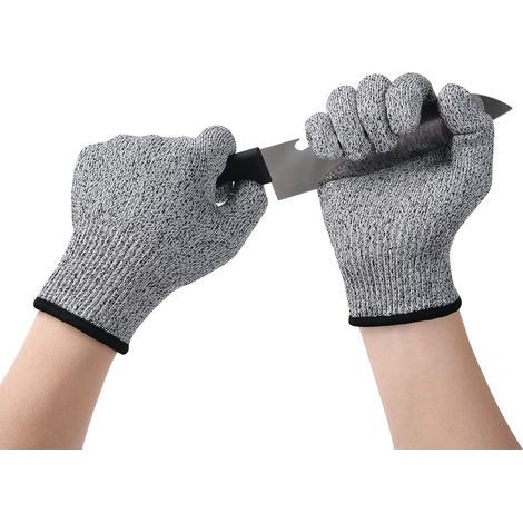 Gants de travail anti-coupures pour enfants - Lot de 2 paires - Protection niveau 5 pour cuisine, jardinage et bricolage - Taille XX (1/5)