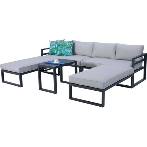 Salon détente modulable pour 8 personnes Gris Perle 125x65x60 cm (1/5)