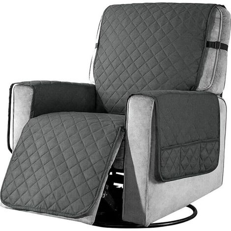 Housse de Fauteuil Relax Matelassé Couvre Fauteuil Inclinable Doux Protecteur Canapé 1 Place Antidérapant pour Animaux de Compagnie pour Chaise Canapé Décorative (Gris foncé S)