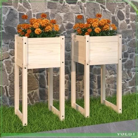 Jardinières - FAFEICY - 822123 - Bois de pin massif - 40x40x81 cm - Pack de 2 (1/5)