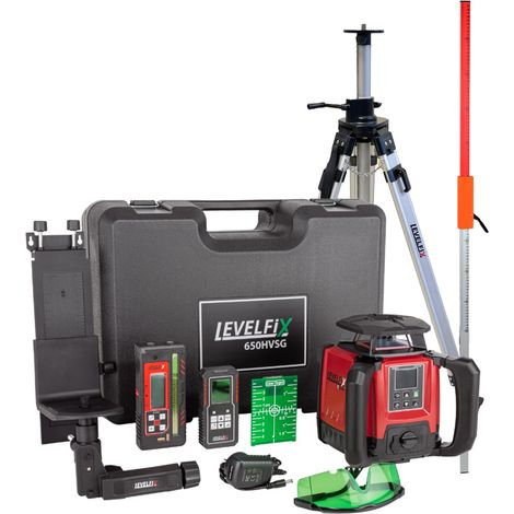 Laser rotatif Levelfix 650HVSG multifonction vert - Set 2 avec Trépied 3 m + Mire de mesure 5 m - NETIM - 554652