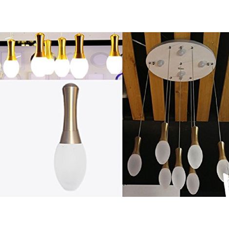 Trade Shop - Kronleuchter Lampe 7 Anhänger Gold Stahl Gold Deckenleuchte LED Applique Design -