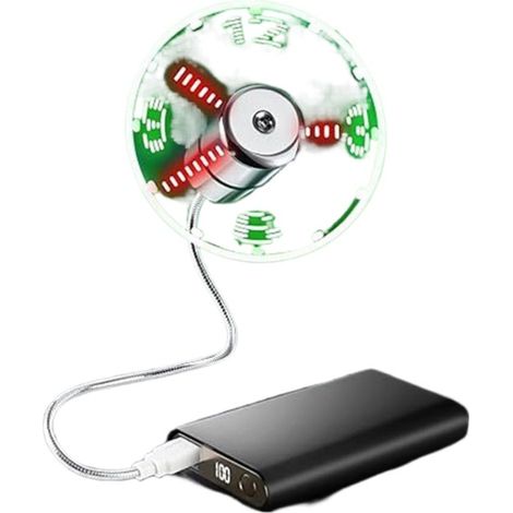 Ventilateur horloge USB avec affichage LED de l'heure - Mini ventilateur de refroidissement flexible pour ordinateur de bureau, ordinateur portable et tablette - Pratique et économe en énergie