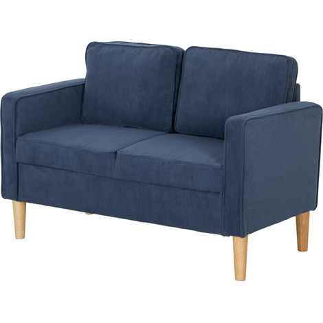 Small TwoSeater Corduroy Sofa Blue (1/5)