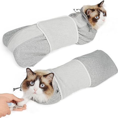 Sacchetto per la toelettatura del gatto, taglia S, autoadesivo, antigraffio, con cappuccio anti-morso. (1/4)