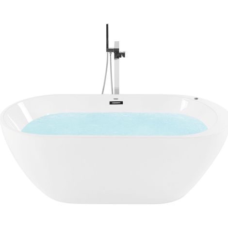 Vasca da Bagno Freestanding Idromassaggio con Luci LED Bianca 170 cm Nevis
