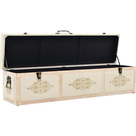 Maison Exclusive - Aufbewahrungsbank 110 cm Cremefarben Massivhol (1/5)