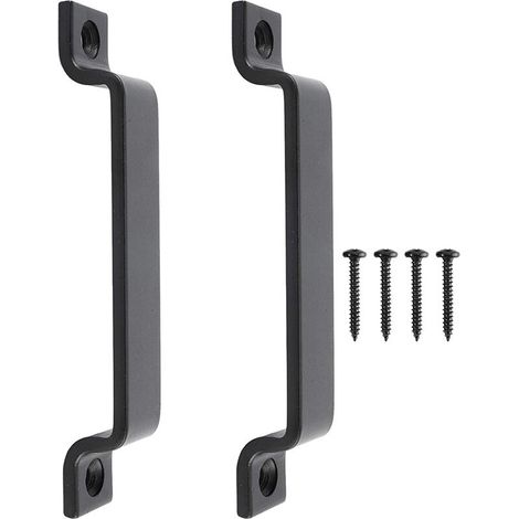 Stück Schiebetürgriffe für Scheunentore, Kleiderschränke, Küchenschränke, Möbel, Stahl mit Schrauben, Schwarz (16,5 cm)